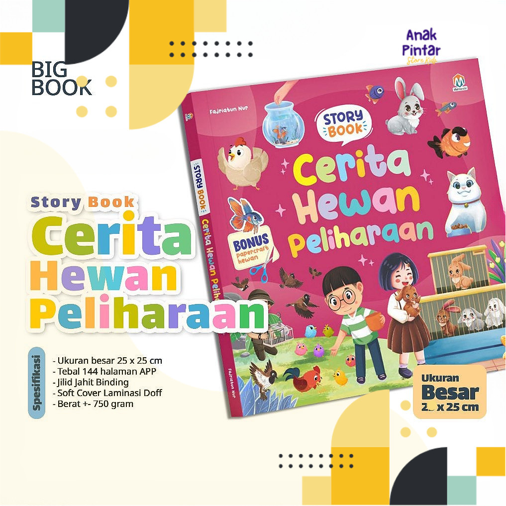 Buku Cerita Hewan Peliharaan Bacaan Anak Aktivitas Bergambar Edukasi Fullcolor Dongeng Hewan