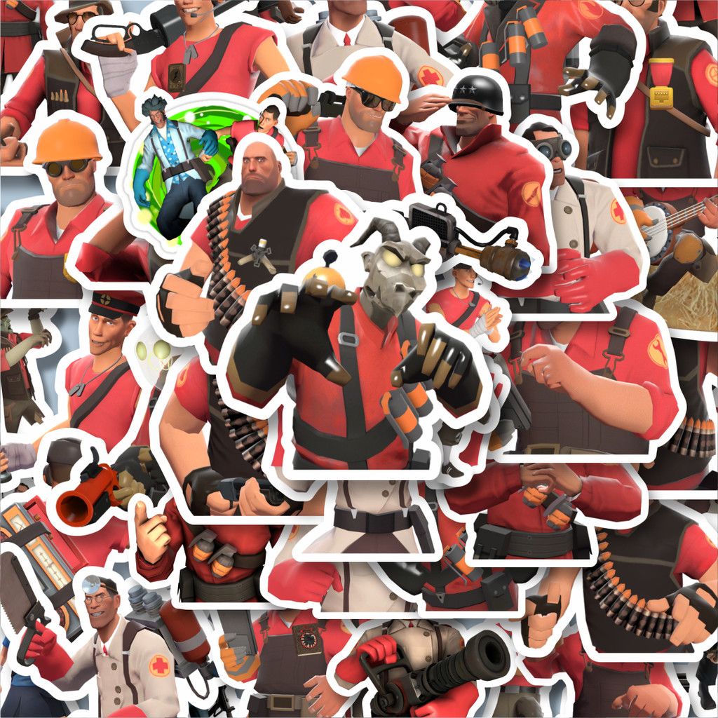 

100PCS Lucu Stiker Game Series Team Fortres Character V9 Stiker Aesthetic Stiker Anti Air Stikers Berperekat Waterproof sticker decal buat Motor Helm Buku Journal Koper Casing HP Laptop Botol Minum Hadiah anak