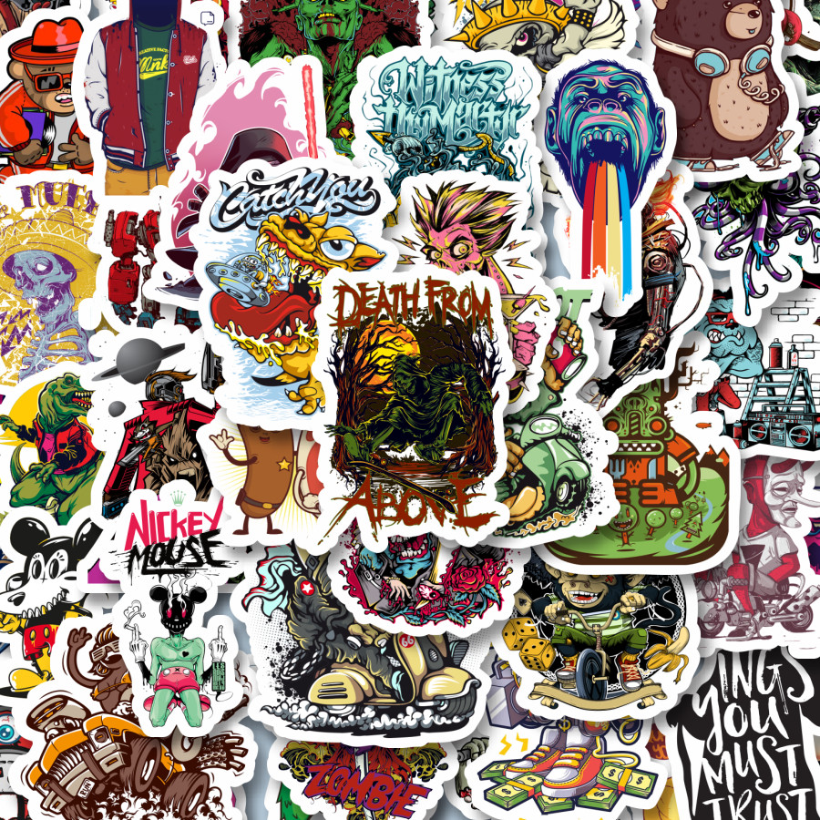 

100PCS Lucu Stiker Grafiti Retro Art Character 3 Stiker Aesthetic Stiker Anti Air Stikers Berperekat Waterproof sticker decal buat Motor Helm Buku Journal Koper Casing HP Laptop Botol Minum Hadiah anak