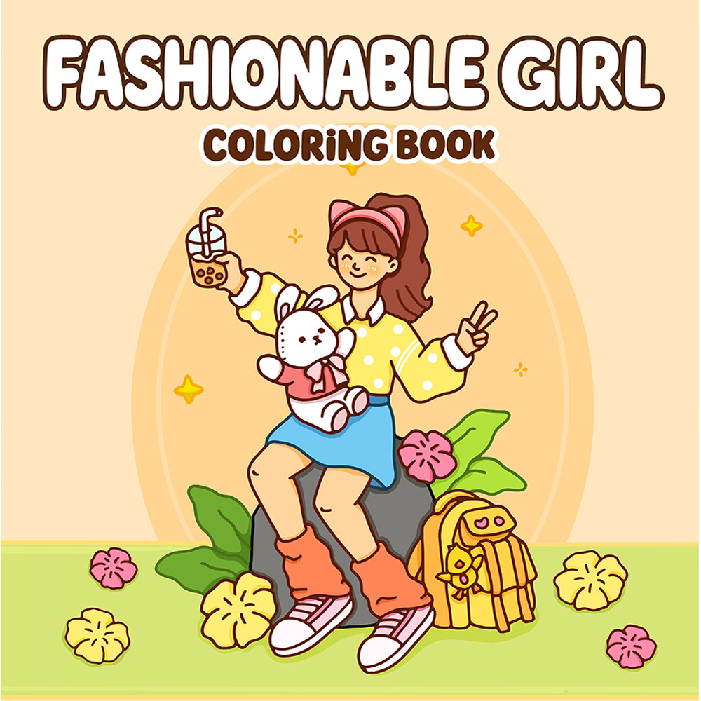 

FASHIONABLE GIRL Coloring Book for Adults Featuring Cartoon Bold-easy Patterns for Relaxation Kids DIY Painting Drawing Books