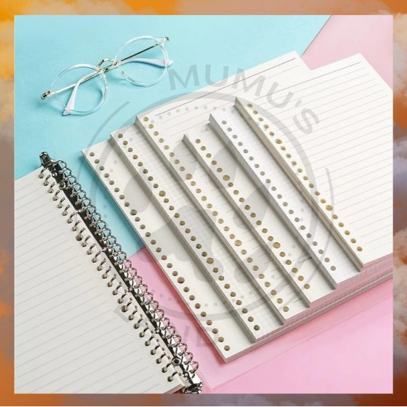 

MUMUSLAND Loose Leaf Kertas Binder Bergaris Polos A7 B7 30 Lembar S-NB000