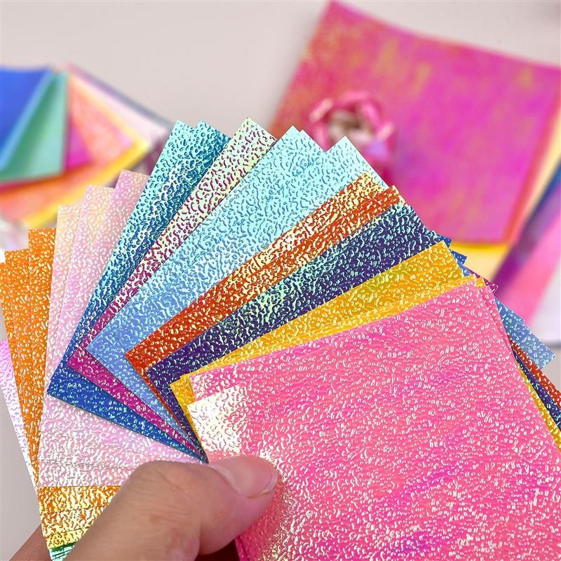 

50pcs Glittering Origami Paper Double Sides Solid Color Folding Paper Pearl Shine Handmade DIY Scrapbooking Craft Decor