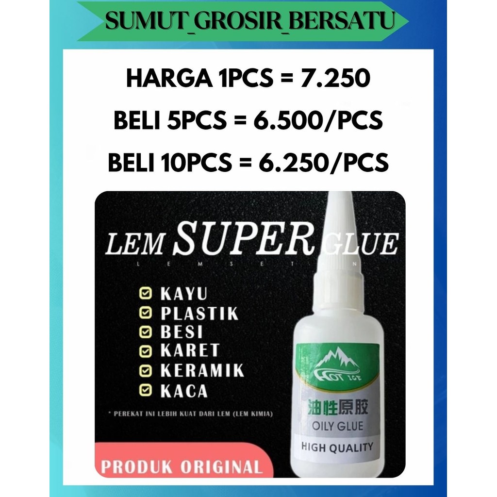

SGB OILY GLUE 50GR LEM SUPER SERBAGUNA PEREKAT KUAT KERAMIK KACA LOGAM KARET PLASTIK