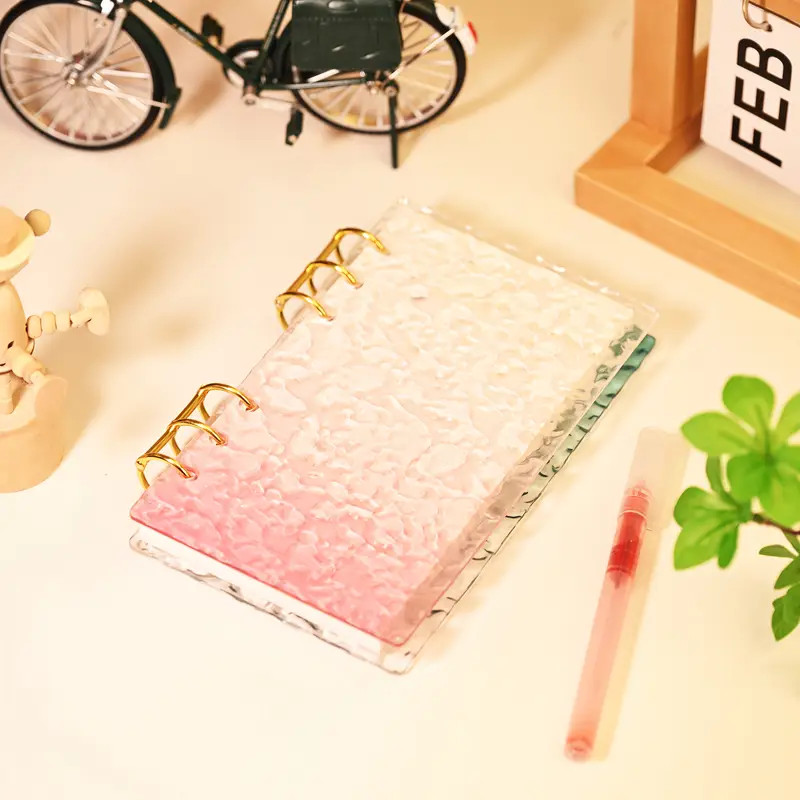 

A6 Water Ripple Acrylic Loose Leaf Binder Cover DIY Account Book Journal Planner Office Stationery Supplies