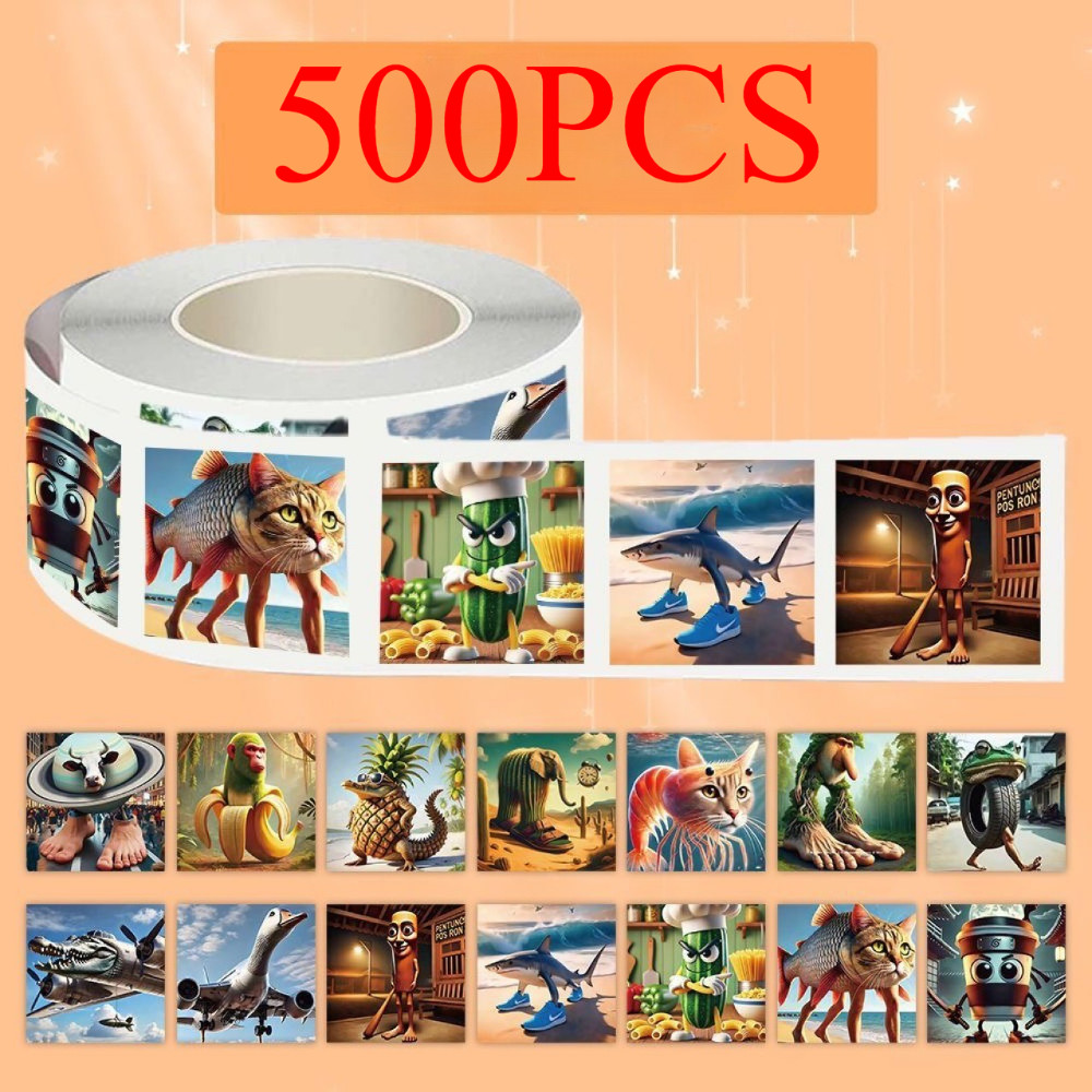 

500Pcs Abstract Animal Stickers Tung Tung Sahur Italian Brainrot Animals Cartoon Decal DIY Luggage Phone Cup Guitar Kid Toys