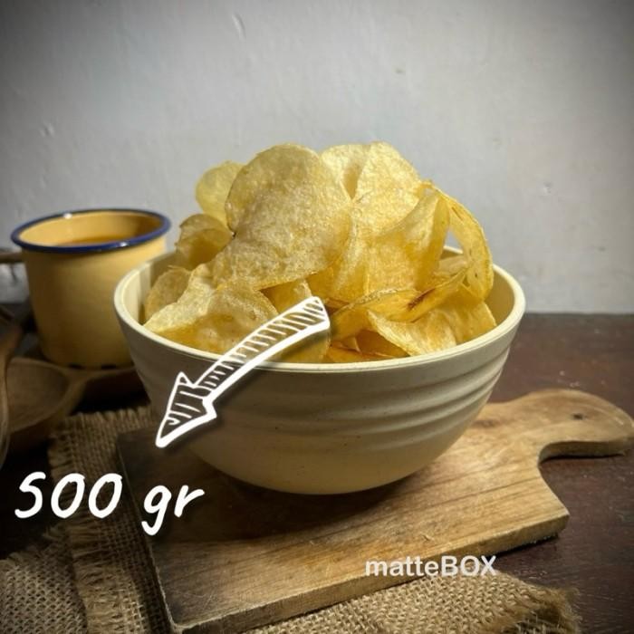 

Keripik Kentang Original Asin Gurih Curah kiloan 500Gr - Mentega Madu