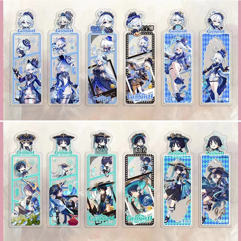 

6Pcs/Lot Game Genshin Impact Acrylic Bookmark Cute Furina de Fontaine Focalors Balladeer Wanderer Nahida Cartoon Page Marker