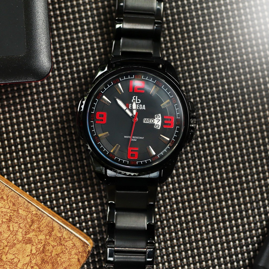 CC WATCH BELLEDA 9035 Jam Tangan Pria Anti Air Anti Gores Original Keren Watch Quartz Bisnis Tanggal