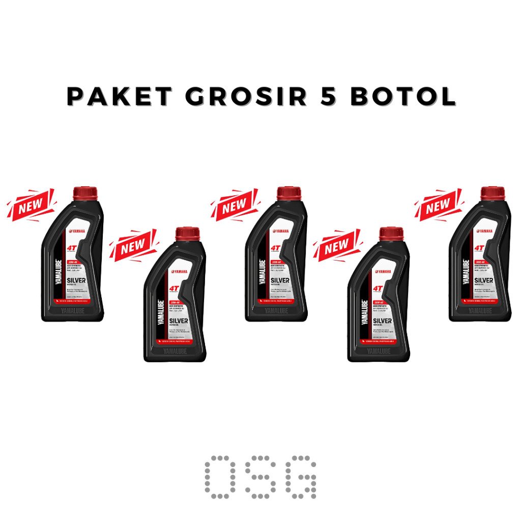 OXT.SHOP Paket Grosir Oli 5 Botol Oli Yamalube Silver 4T SJ 20W-40 JASO MA 800ml Original Yamaha