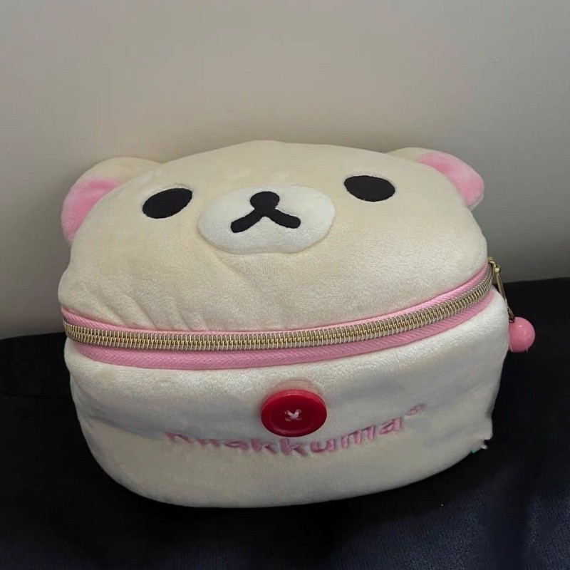 

Kawaii Rilakkuma Bear Elliptical Stereoscopic Pencil Bag Portable Stationery Storage Bag Easy Bear Storage Bag Makeup Bag Gifts