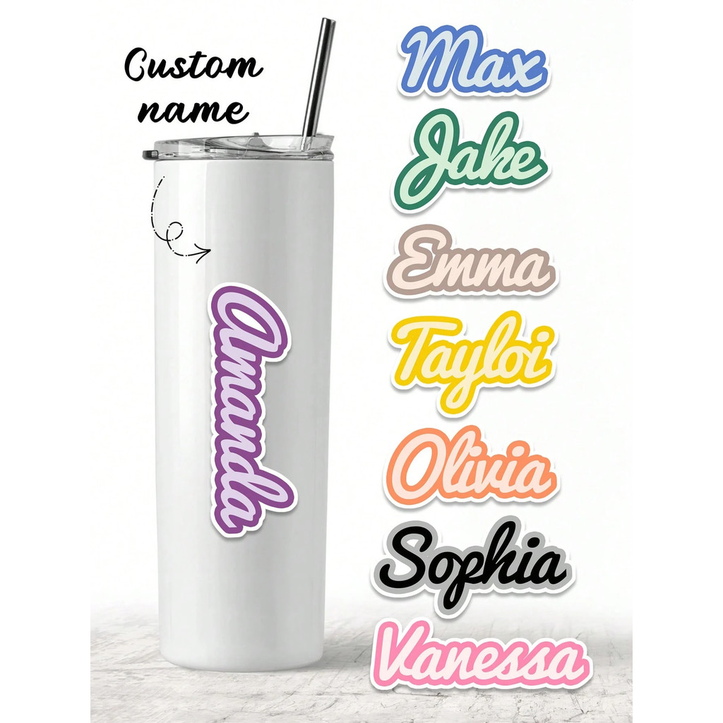 

10pcs Personalized Name Sticker Kids Custom Laptop Water Bottle Water Resistant For Daycare School Valentine's Back To School