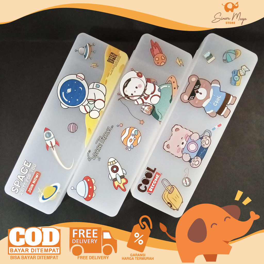 

FANCY Kotak Tempat Pensil Plastik 3396-1 Pencil Case White Transprant Murah Berkualitas