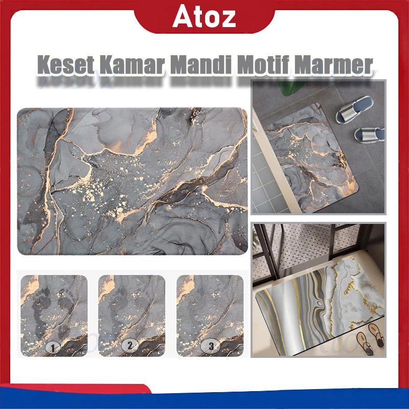 Anti-slip Keset Kaki Anti-bau Menyerap Air Antibakteri/Karpet Bermotif Marmer/Keset Lantai Dapur Ant