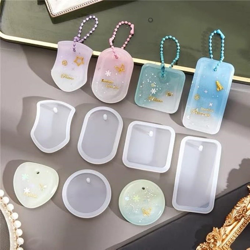 

6pcs DIY Love Round Corner Pendant Silicone Mold Square Shield-shaped Listing Crystal Epoxy Resin Mold