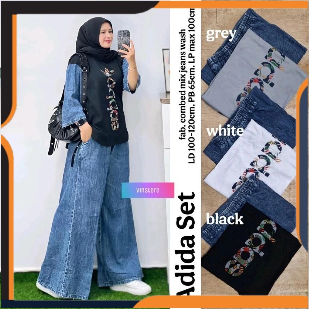 Setelan Levis Wanita Setelan Kaos Mix Levis Baju Setelan Wanita Kekinian Terbaru OneSet Wanita Terba