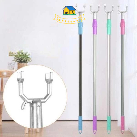 Tongkat Gantungan Baju Stainless Galah Baju Tongkat Galah Jemuran Pakaian Alat Jemur Panjang Knitter
