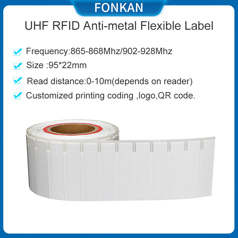 

500pcs/roll UHF RFID Label on metal 95*22mm Anti-metal RFID Sticker Label UHF for Asset Management UHF RFID Anti-metal Label