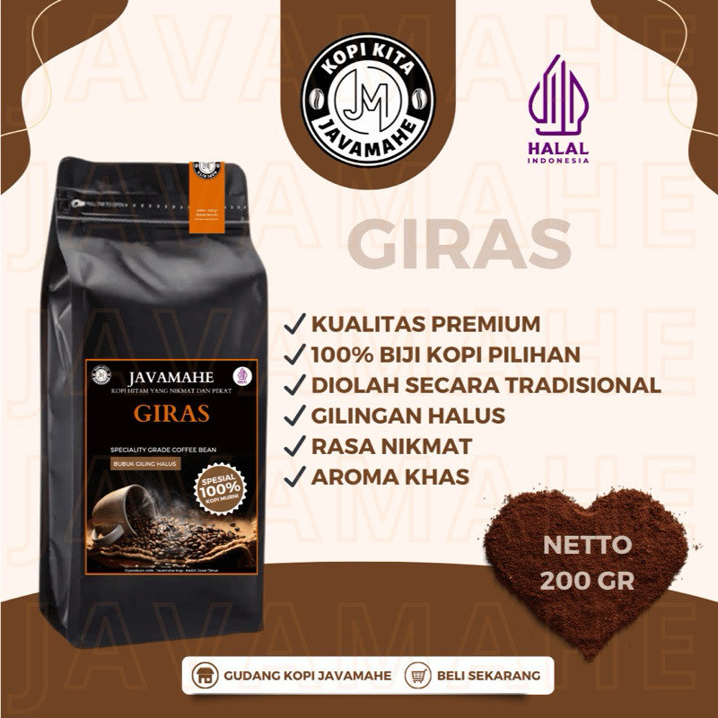 

Promo Bubuk Kopi GIRAS Javamahe 200gr Rasa Mantap Premium