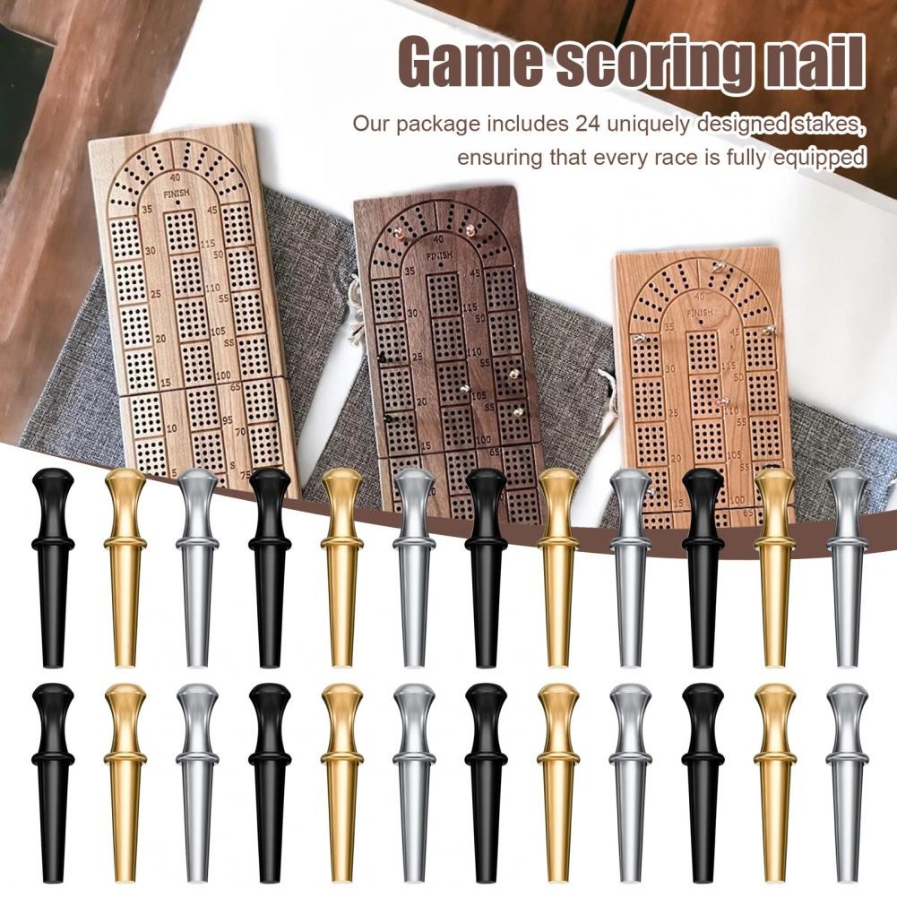 

Metal Scoring Pin Metal Cribbage Board Peg Set with Tapered Scoring Pins 24 Pieces 3 Colors Game Accessories for 1/8 Inch Holes