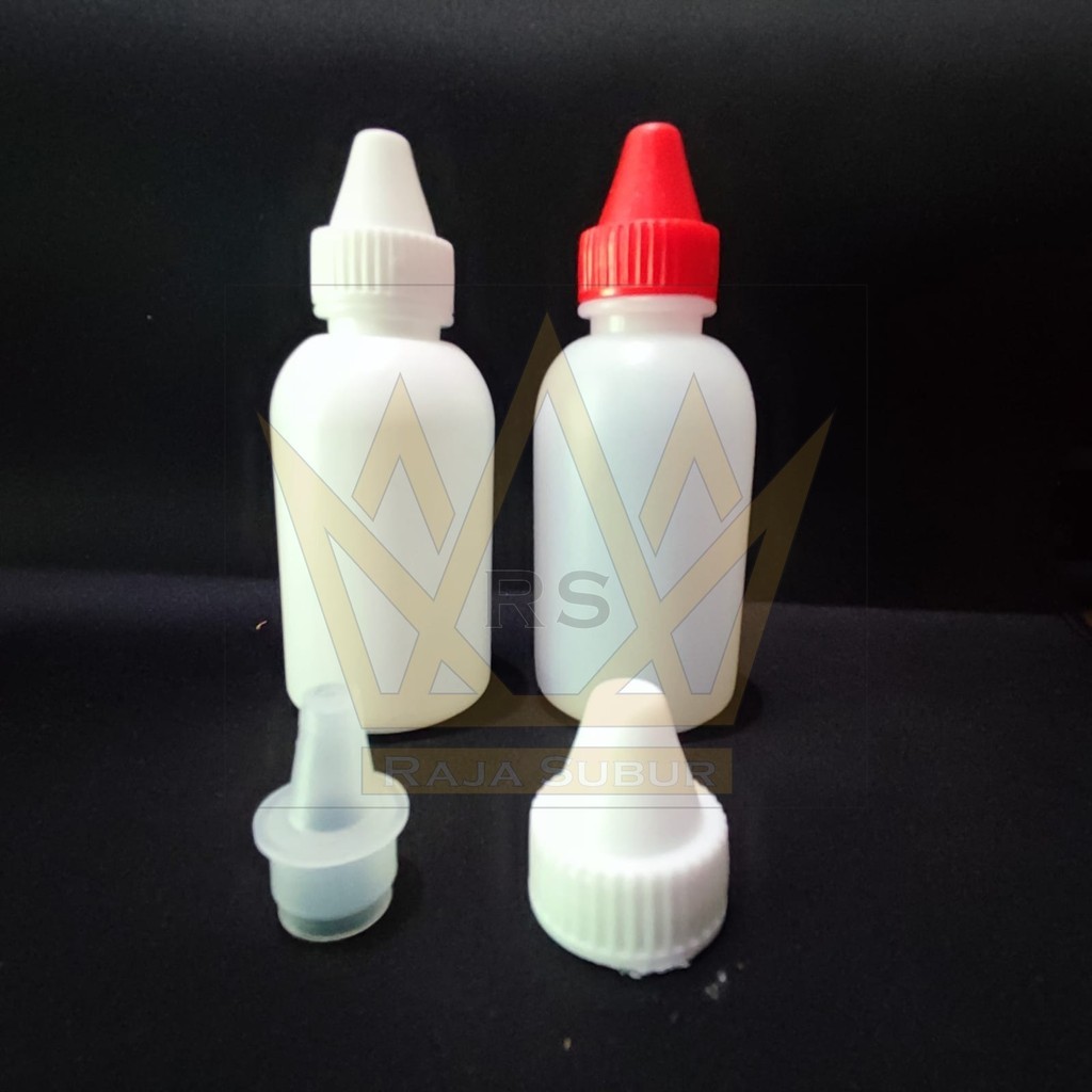 isi 10pcs - CC botol tetes 60 ml BOLONG LANCIP plastik putih natural 60ml bening body keras jumbo