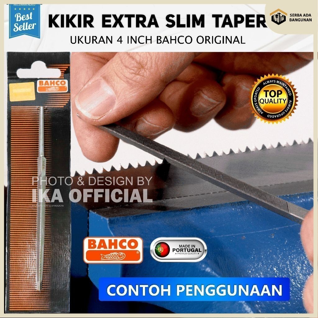SAB Kikir Segitiga Bahco 4" Asli 100% Hologram Silver BAHCO Kikir Segitiga 4 Inch Slim Taper Saw Fil