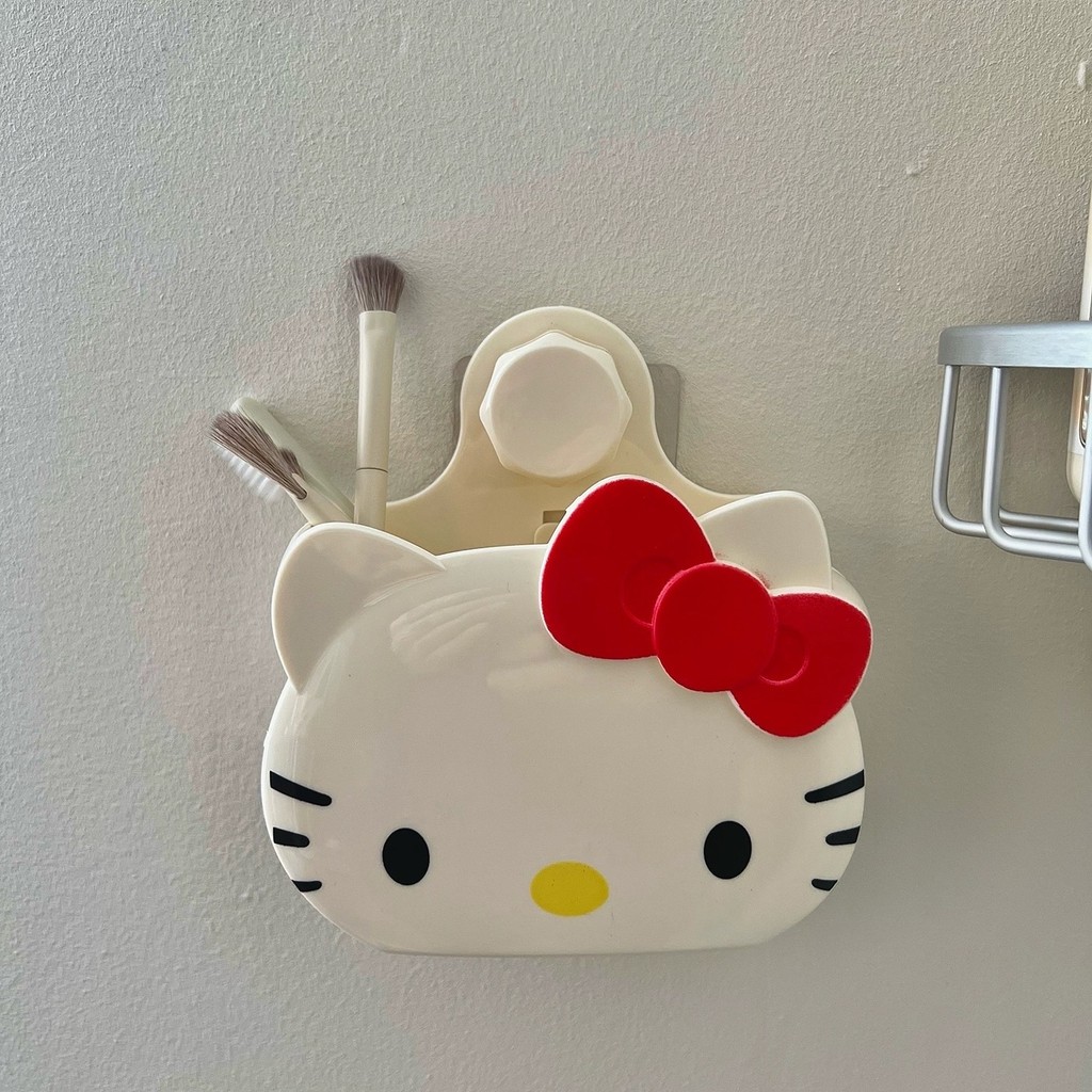 

Hello Kitty Sanrio Bathroom Table Organizer Wall Shelf Cute Kt Cat Home Storage Rack Hanging Sundries Storage Holder Punch-Free