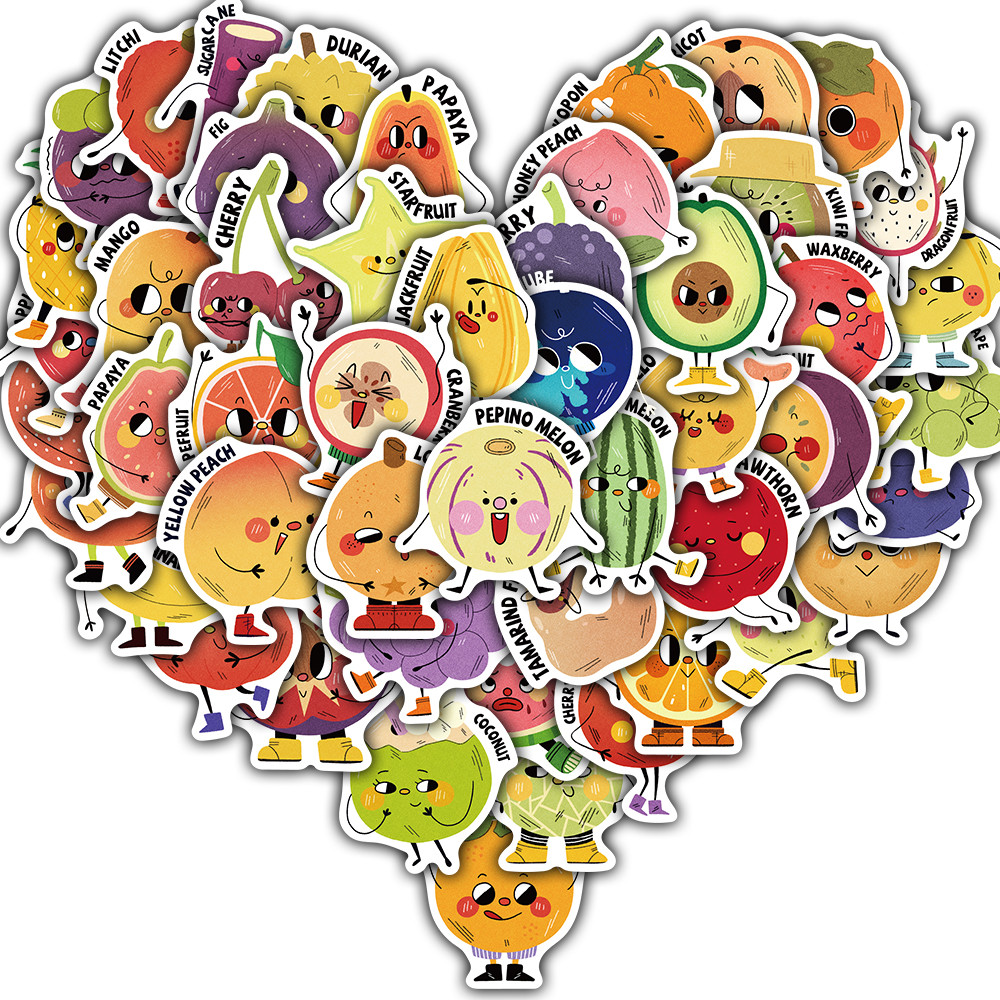 

50/100PCS Picture book style fruit Sticker Laptop Home Decoration Skateboard Aesthetic Phone Cartoon Art Stickers Notebook Decal