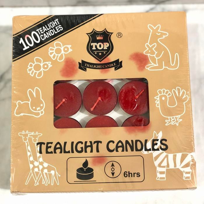 Tealight candles lilin bulat merah mangkok 6 jam isi 100