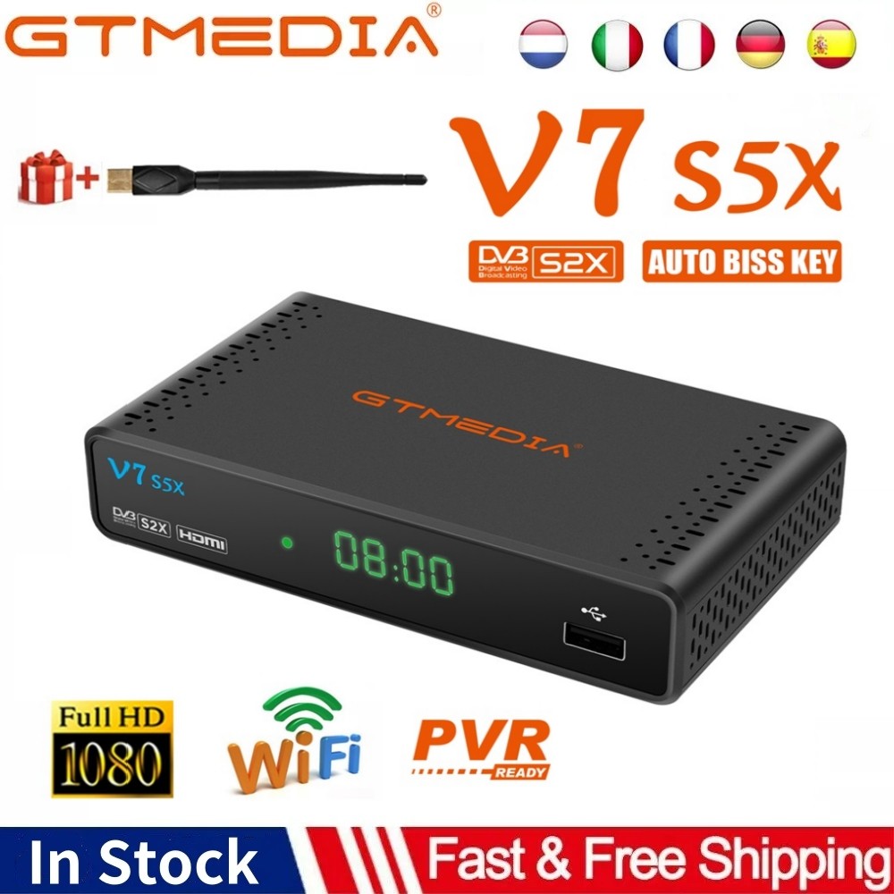 GTMEDIA V7 S5X Digital Satellite Receiver DVB-S/S2/S2X,H.265 TV Receptor CCAM,IKS,LACAM,AVS+,CCM,ACM