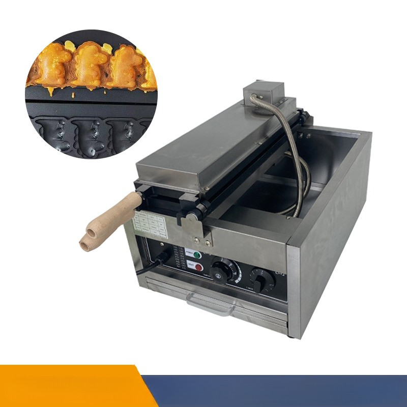 3000W Commercial Dinosaur Mini Waffle Makers Snack Machines With 6pcs Lovely Animals Shape Waffles