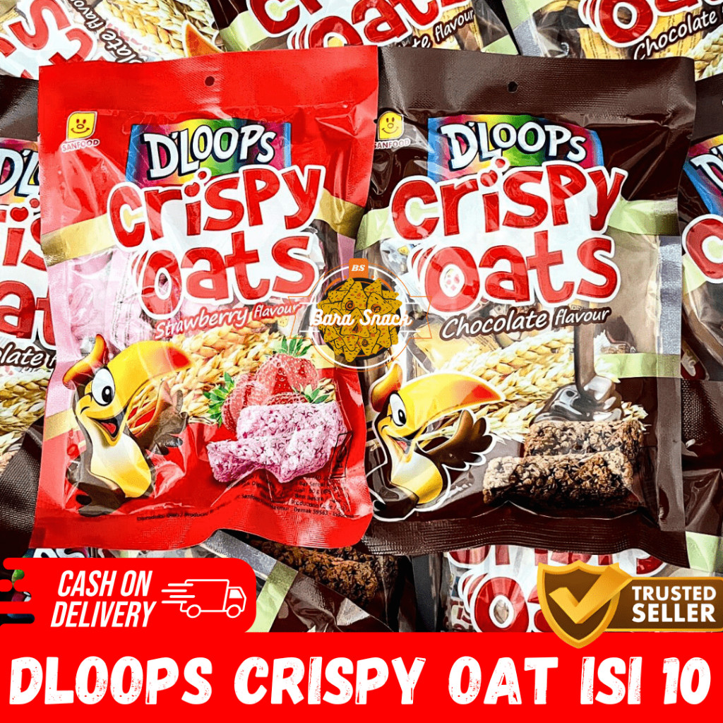 

[ PROMO 2BAG ] Dloops Crispy Oats Sereal Bag Isi 10pcs Rasa Coklat & Strawberry Termurah