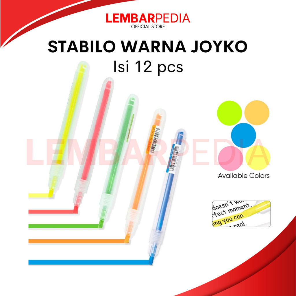 

12 PCS STABILO JOYKO HIGHLIGHTER PENANDA PER KOTAK
