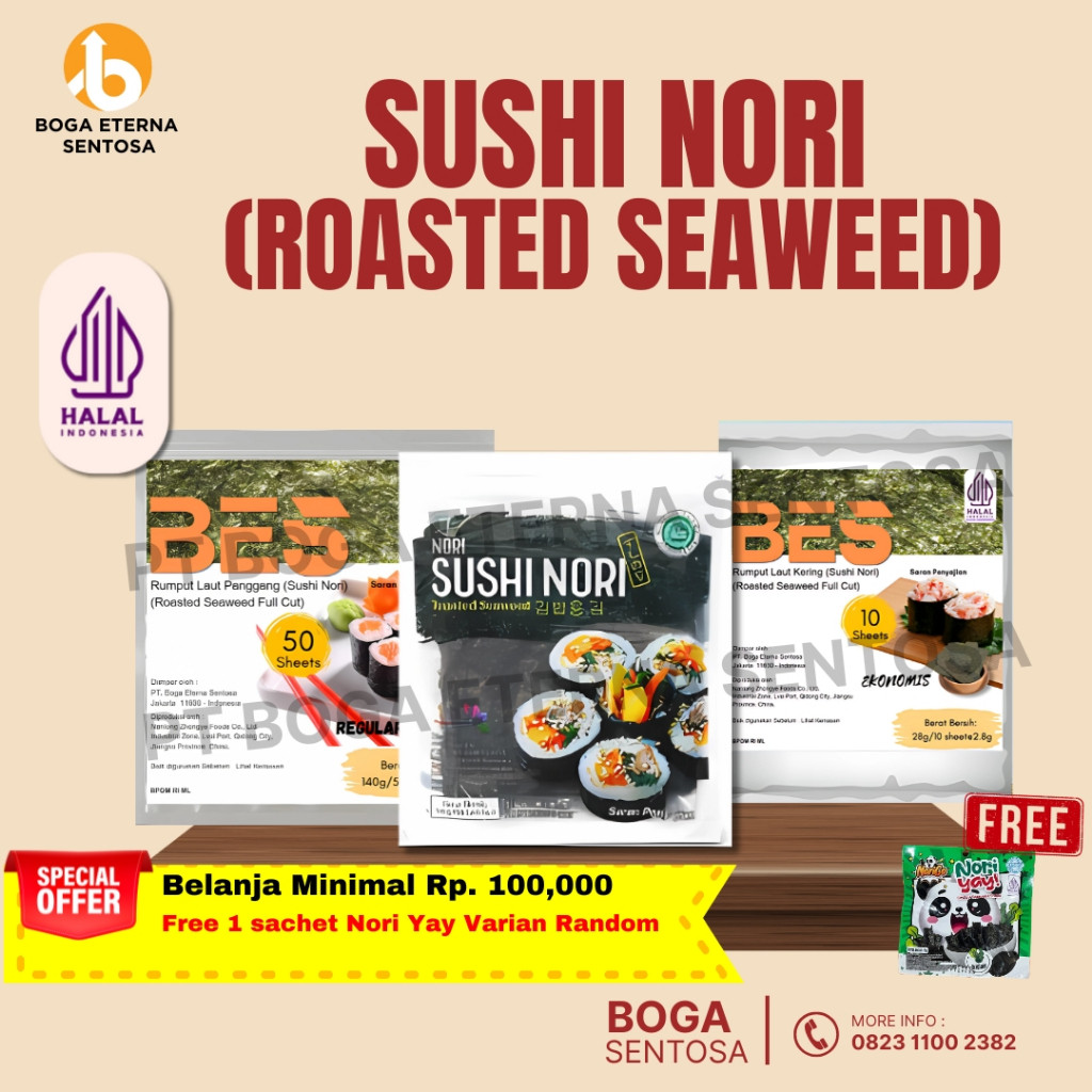 

SUSHI NORI ROASTED SEAWEED isi 50 LEMBAR ( SUSHI / GIMBAP ) ( MURAH ) HALAL