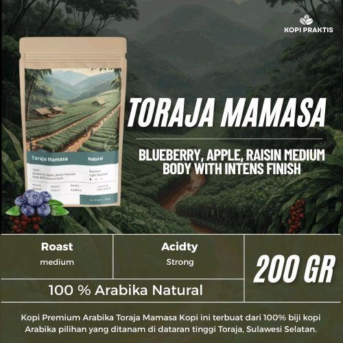 

ROASTED BEANS ARABIKA NATURAL TORAJA MAMASA 200 GR | BIJI KOPI SANGRAI | Coffee - GILING HALUS