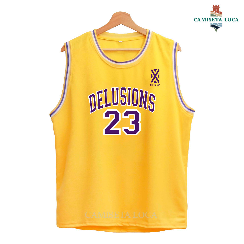Jersey Basket Kuning Ungu Pria Wanita Nomor 23 Baju Olahraga Dewasa Kostum Tim Lakers Custom Keren