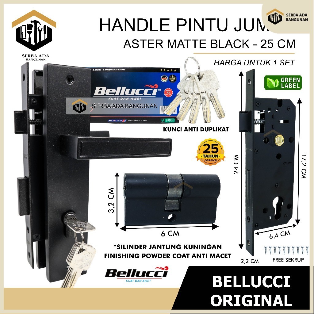 SAB 1 Set Kunci Pintu Besar Bellucci ASTER MB | Handle Pintu | Bellucci Group / Kunci Bellucci ASTER