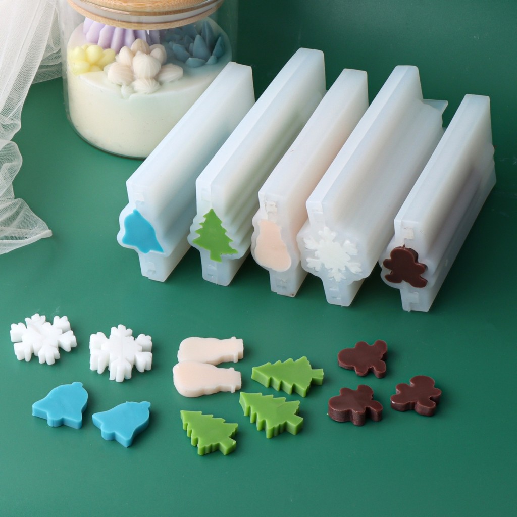 

Tree Soap Tube Silicone Mold Snowflake Gingerbread Man Snowman Bell Design Soap Making Mold DIY Soap Resin Art Gift