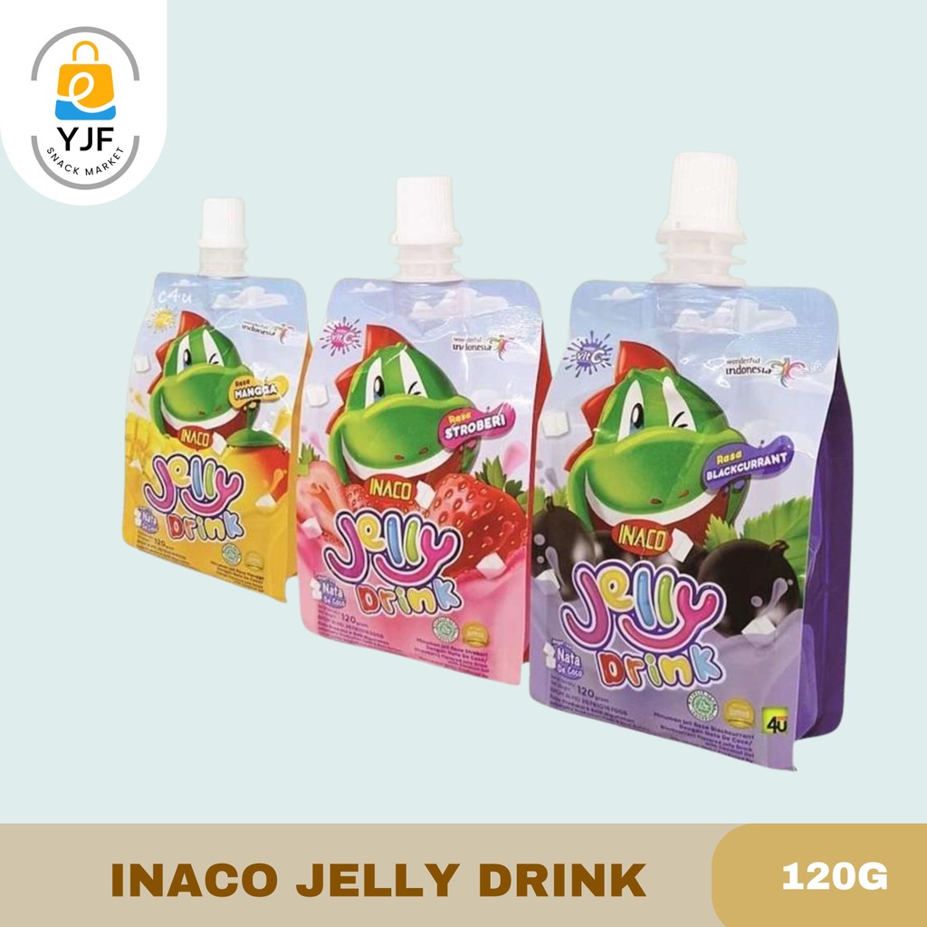 

Inaco Jelly Drink / Jelly Nata De Coco Rasa Strawberry / Mangga / Blackcurrant Kemasan Pouch 120gr 1pc