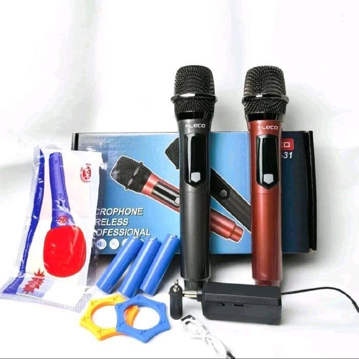 COD Fleco M-31 Mikrofon Wireless Double/Single Karaoke Suara Jernih Fleco M31 Mic Wireless Fleco M-3