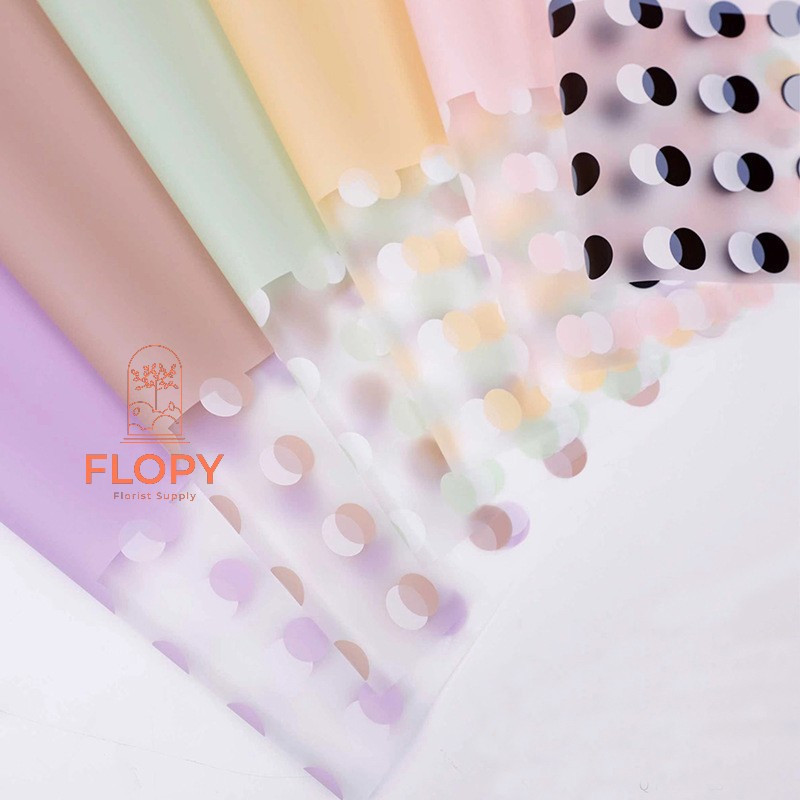 

[5 Lembar] FW-VD Plain Polkadot Cellophane / wraping paper/ Kertas Buket Bunga - FWVD