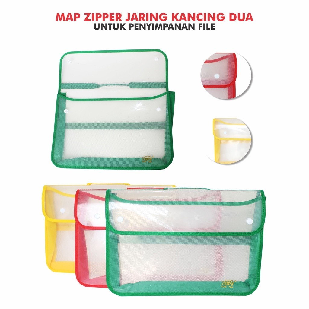 

Map Zipper Super Top1 Jaring Dengan 2 Kancing Bahan Plastik