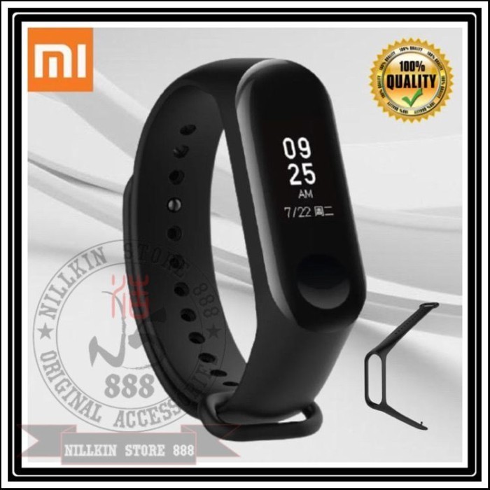 SPESAL NEW STRAP XIAOMI MI BAND 3 / 4 / 5 / 6 7ORIGINAL TALI SMARTWATCH SILICONE - Hitam, Mi band 3