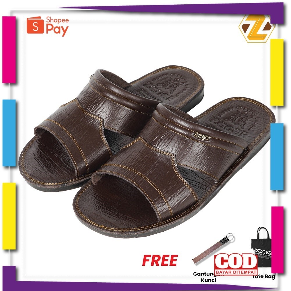 [PREMIUM ORIGINAL] ZEGER Sandal Kulit Pria Selop Kokop - TS 306
