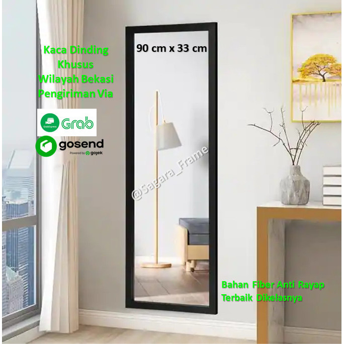 Bekasi Kaca Cermin Dinding Minimalis 90 x 33 cm Full Body Aesthetic
