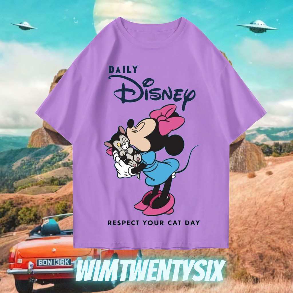 KAOS OVERSIZE / T SHIRT OVERSIZE / KAOS MINNIE MOUSE CAT DAY VINTAGE TEE