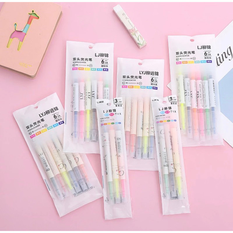 

HIGHLIGHTER PANJANG 6 WARNA 2 ARAH / PENANDA TULISAN / HIGHLIGHTER WARNA WARNI
