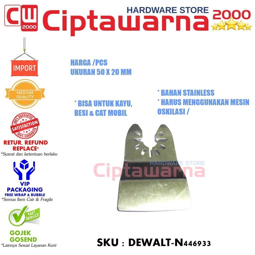 

Pisau Kerok Pengelupas Cat Kerak Kayu Besi Oskilasi Scraper 50 x 20 mm