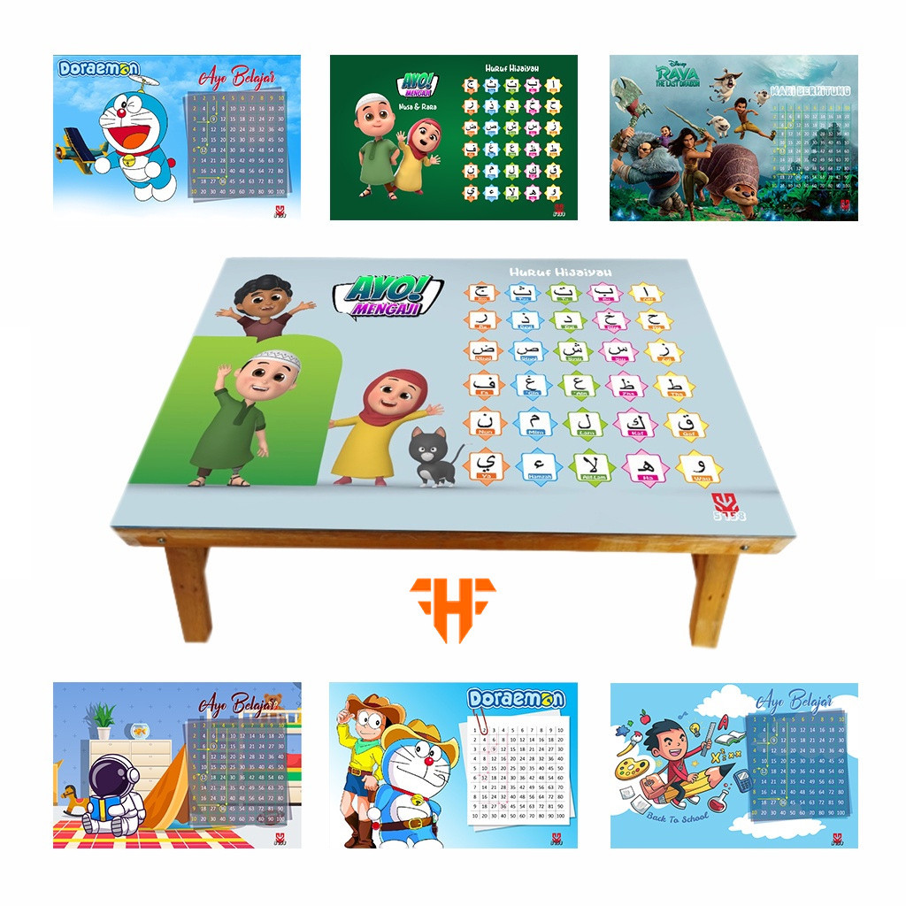Meja Belajar Anak Lipat Kayu Mengaji Doraemon Hello Kitty Keroppi BT21 Astronot Indonesia Karakter