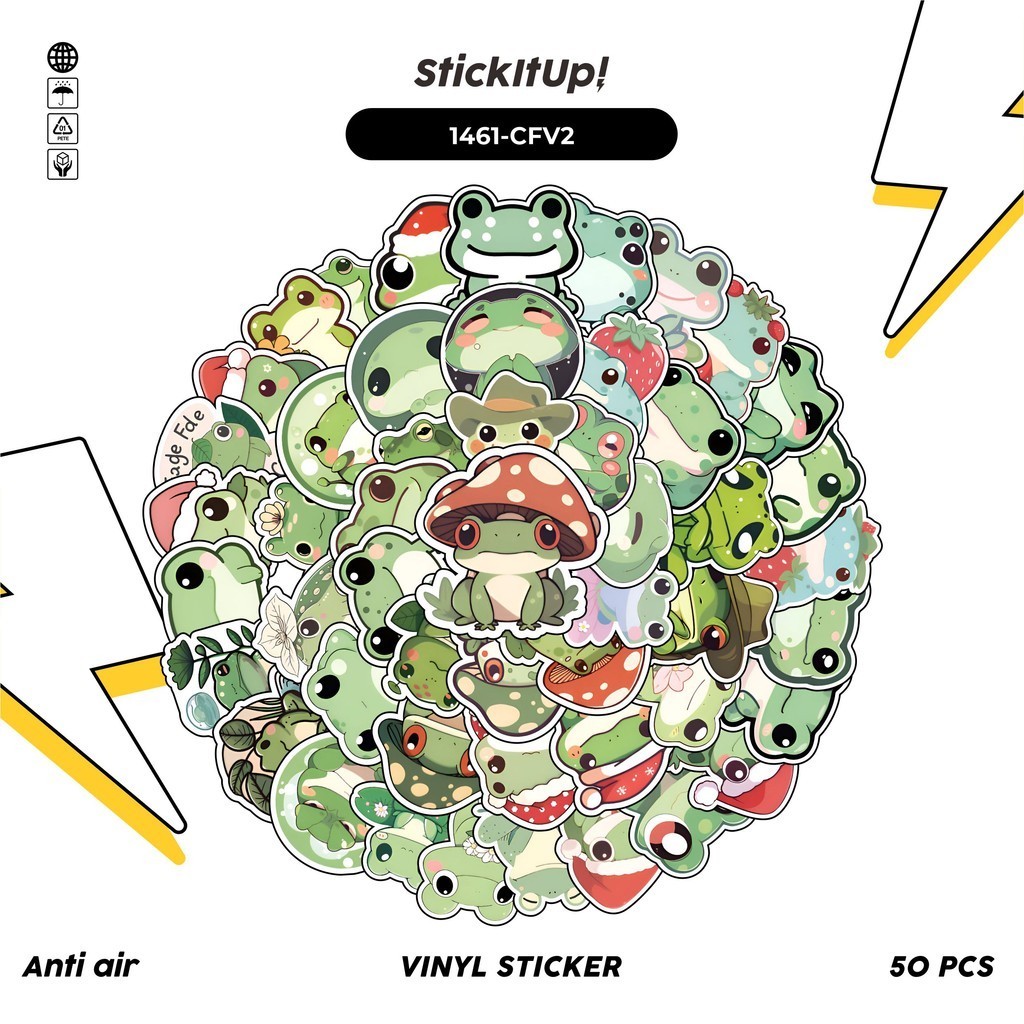 

COD✨ 100 Pcs Stiker Pack Kawaii Frog / Katak v6 Lucu Aesthetic Vynil Waterproof untuk Freebies Sticker Buku Journal Casing HP Laptop