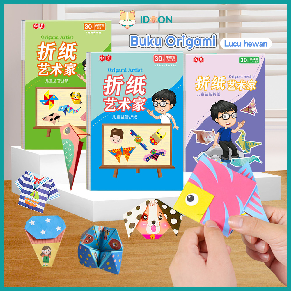 IDOON Buku origami 3d craft lipat warna mainan diy kertas melipat hewan lucu anak